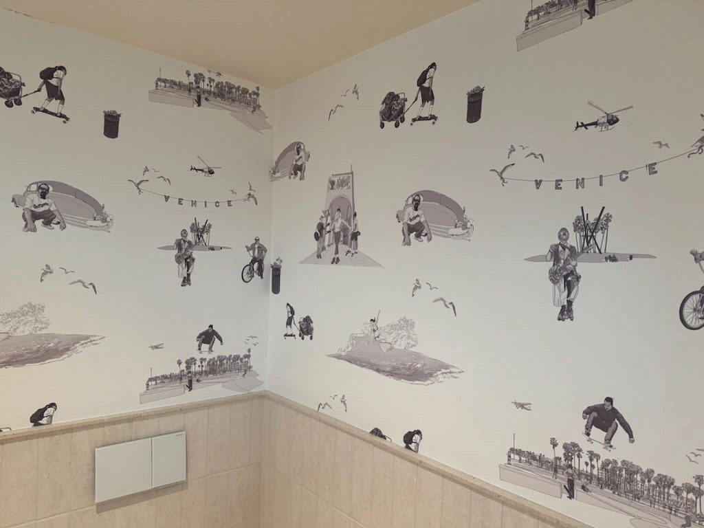 Residential wallpaper installation in a California home